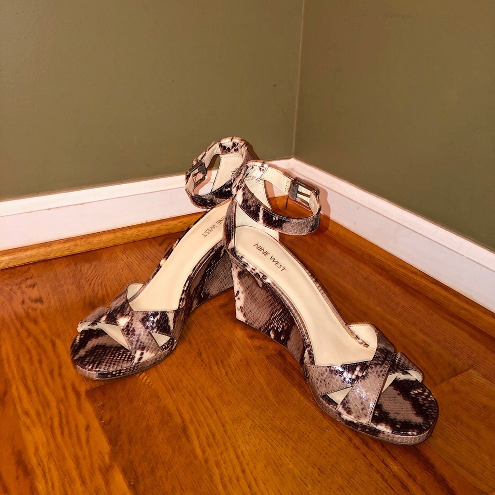 Nine West snake print wedge sandal